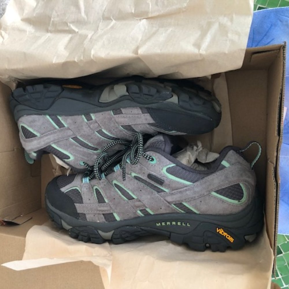 MERRELL MOAB 2 WATERPROOF HIKING SHOE DRIZZLE/MINT 7.5 W - Picture 14 of 14